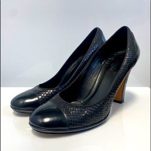 Coach BLACK SHOES LADY Pumps High Block Heel Black Patent Dress Women Sz 8.5 B.